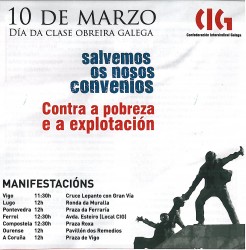 A CIG convoca este domingo manifestacións en todas as comarcas con motivo do Día da Clase Obreira Galega